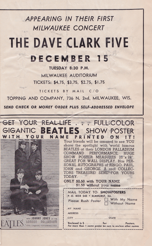 Beatles Milw 1964 program page 5.